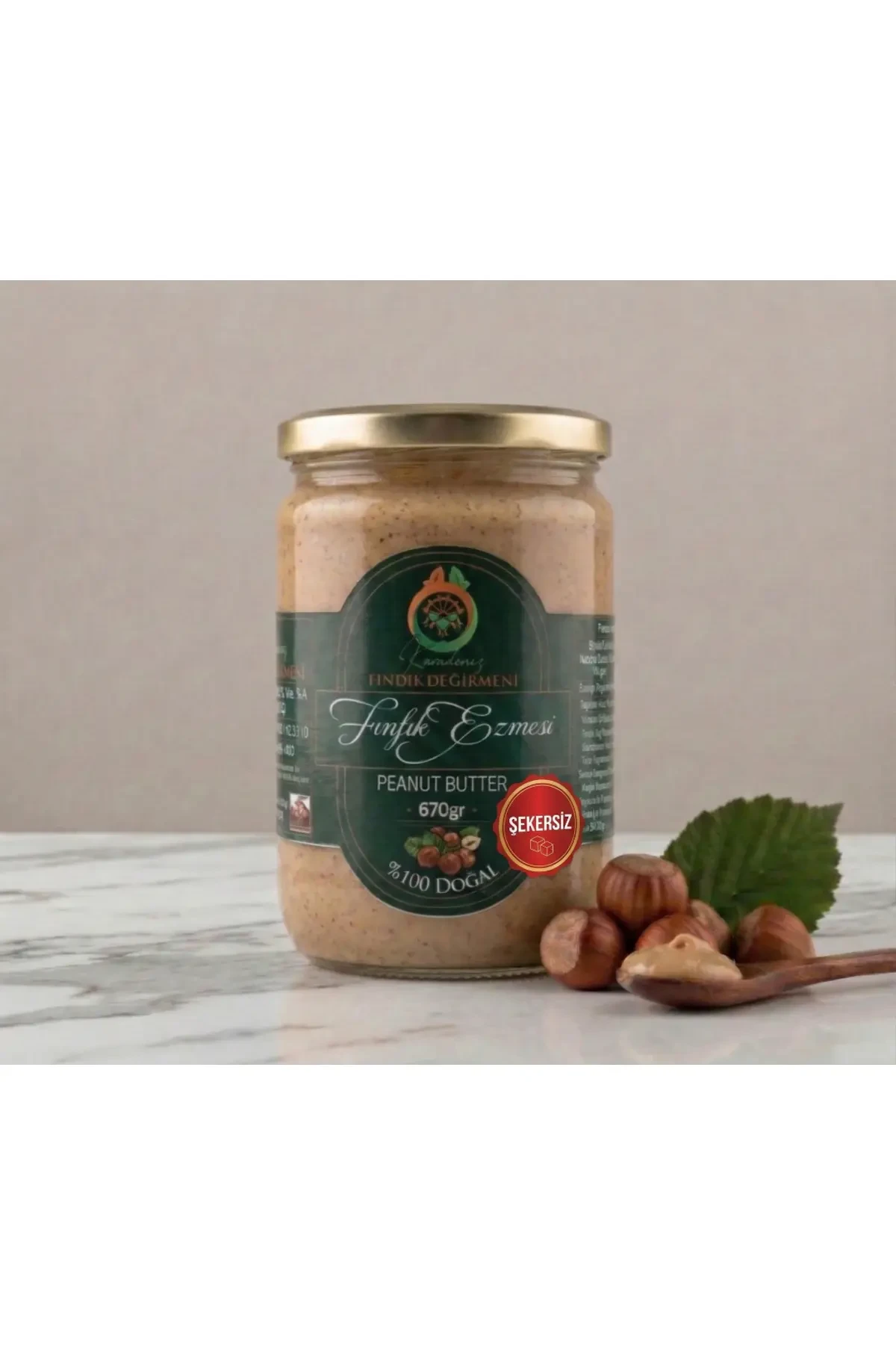 Şekersiz Natural Fındık Ezmesi 670gr