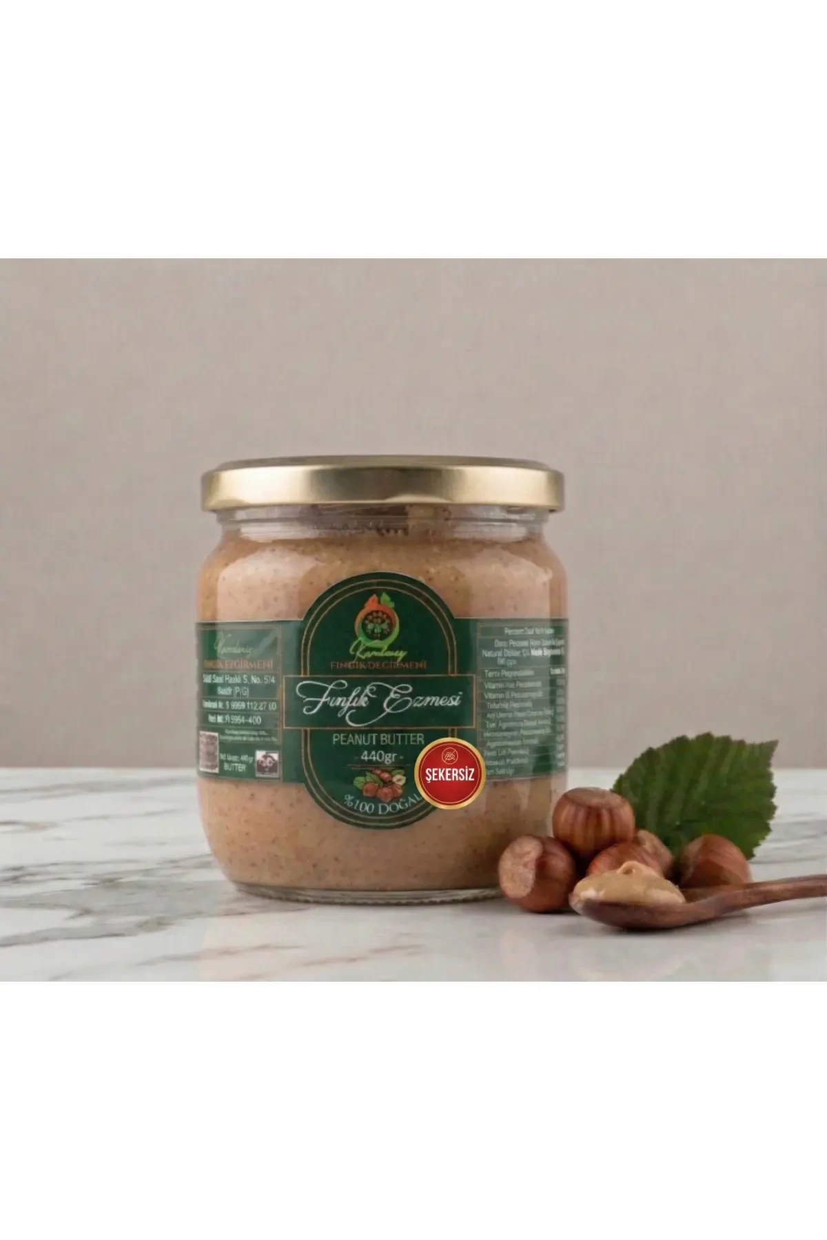 Şekersiz Natural Fındık Ezmesi 440gr